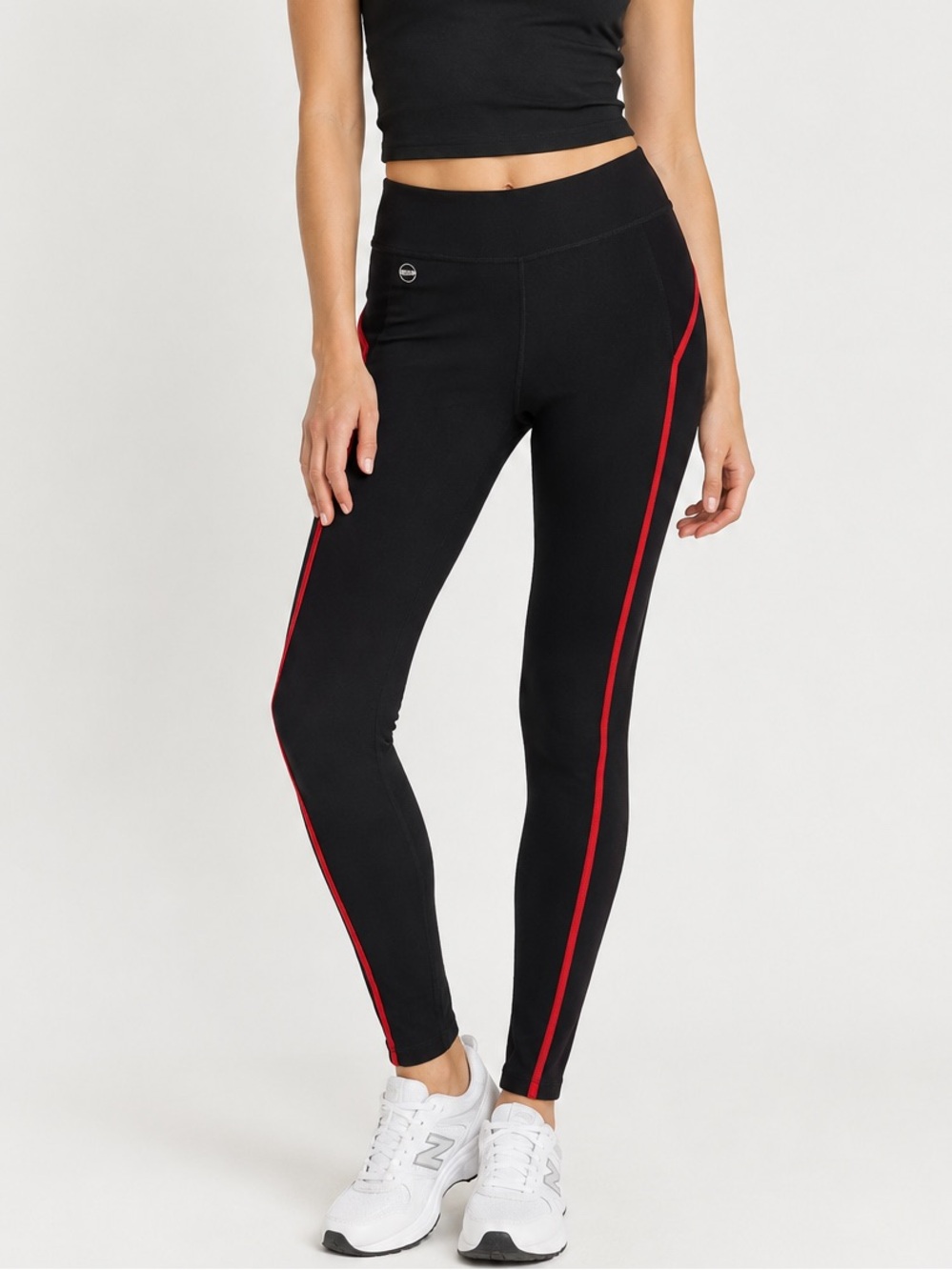 Lauren Ralph Lauren Active Leggings Black Red Stripe Athletic Workout Pants S
